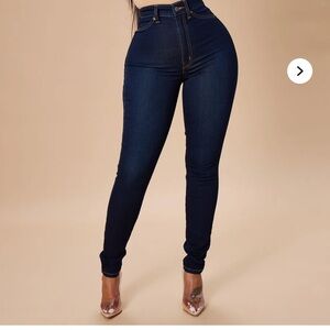 Fashion Nova High Rise Dark Blue Jeans